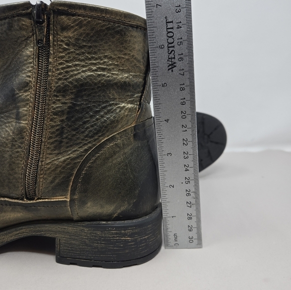 Eric Michael Brennaro Moto Womens Boots Sz 7.5 Dark Gold Metallic Lace Up Detail - Picture 12 of 14